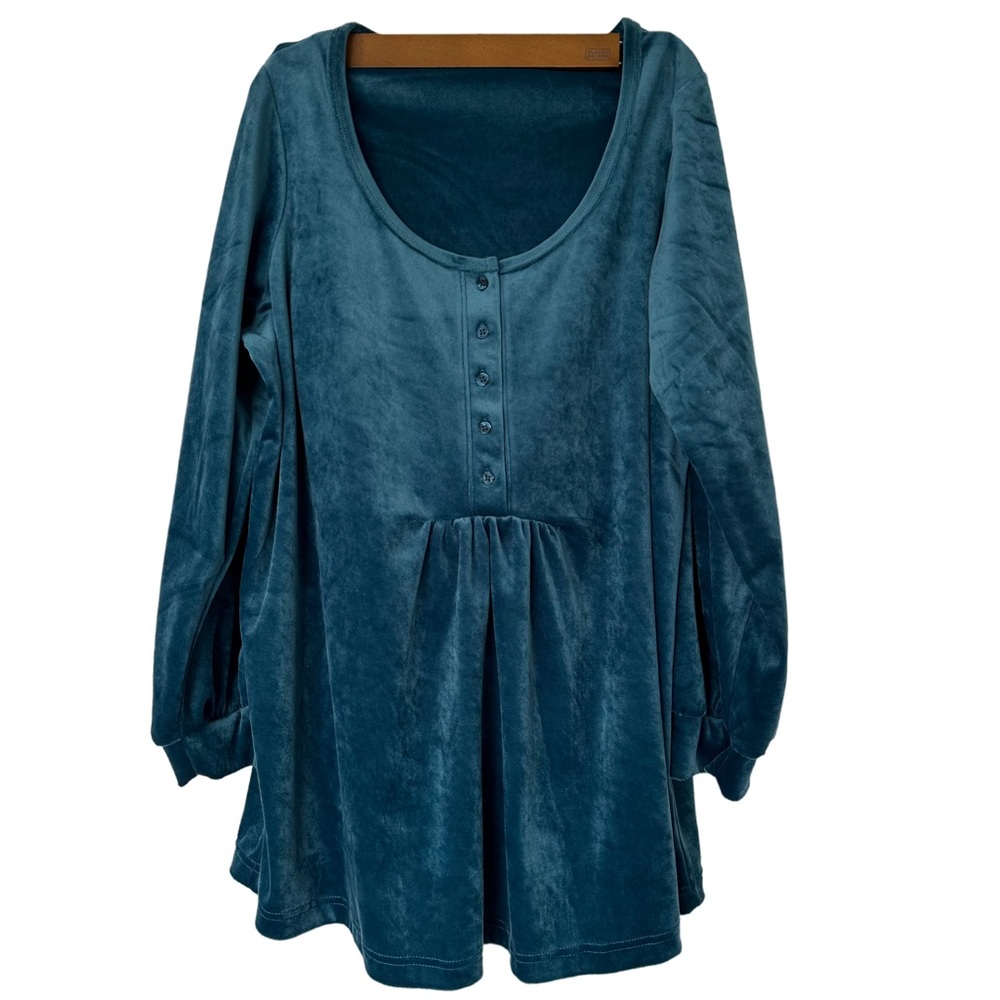 Woman Within Teal Velvet Lounge Set Size‎ M Petite